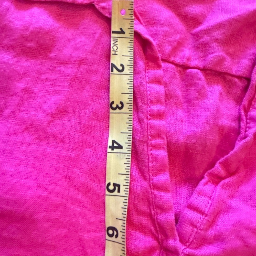Linen! Ladies Isaac Mizrahi Pink Berry Linen Top-Size 1X tie - Picture 12 of 16